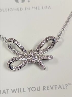 Bomb Party THE BOW Necklace " Loops Between Wishes" Rose Q. on .925 Sterling